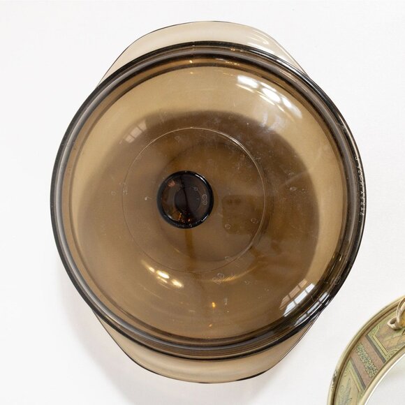 Vintage Pyrex Originals Fireside 2-Quart Casserole Dish W/ Amber Glass Lid - Picture 10 of 16